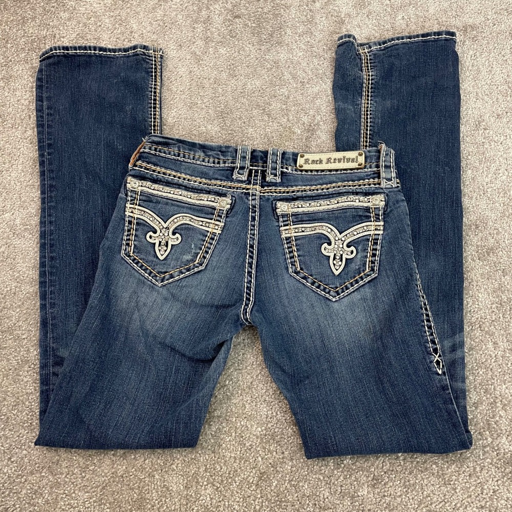 Rock Revival Jeans Womens 30x33 Y2K Nancy Easy Boot Rhinestone Boho (Tag 27)